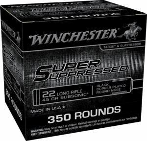 WINCHESTER 22 LR SUPER SUPRESSED RN CP 45 GR SUBSONIC 350RD/BOX 4BX/CS